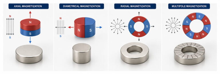 Íman NdFeB personalizado – Tipos de magnetização disponíveis