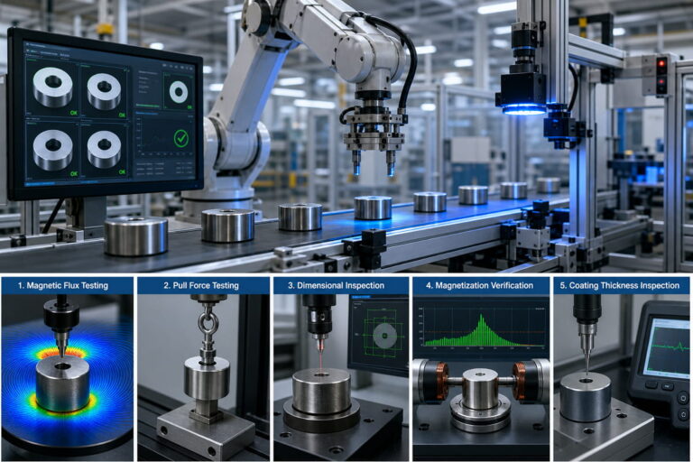 Inspeção da qualidade de ímanes para automação industrial