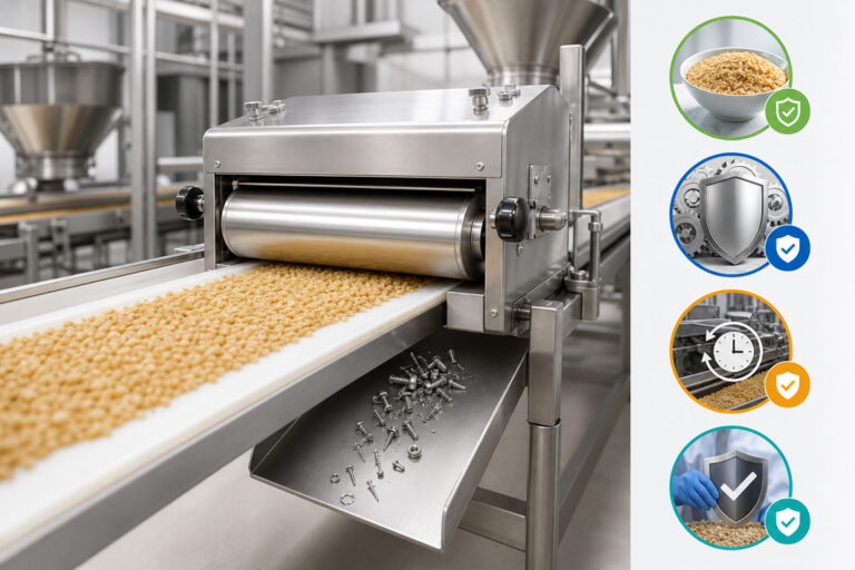 Separador magnético para equipamento de processamento alimentar