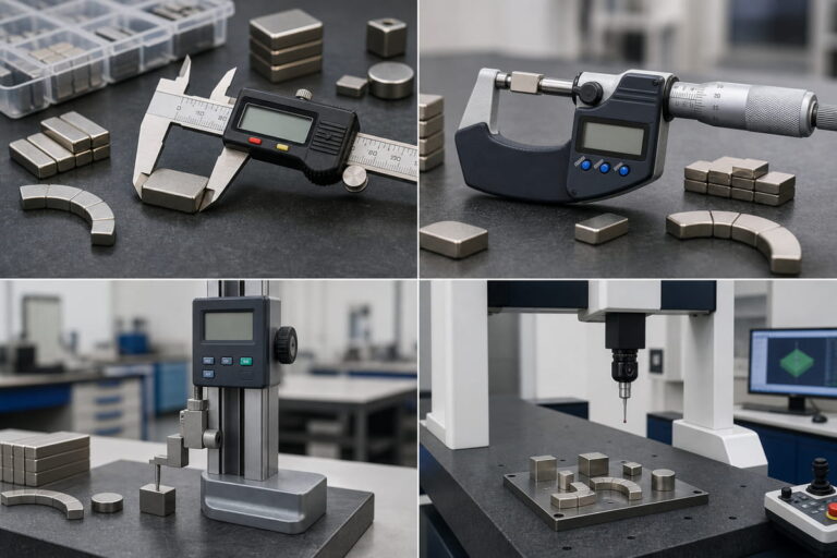 Equipamento de inspeção dimensional para o fabrico de ímanes de NdFeB
