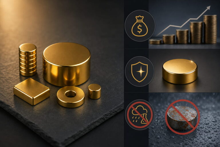 Limitações do revestimento dourado dos ímanes de neodímio