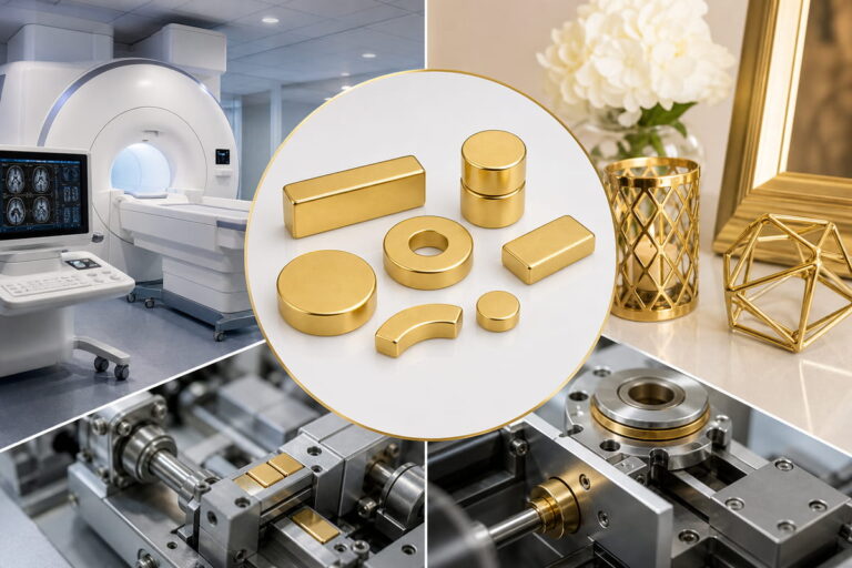 Aplicações típicas dos ímanes de neodímio com revestimento dourado