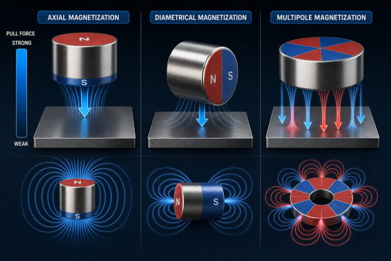 Guia de Direção de Magnetização 15 Direção de magnetização e força de atração do íman de neodímio