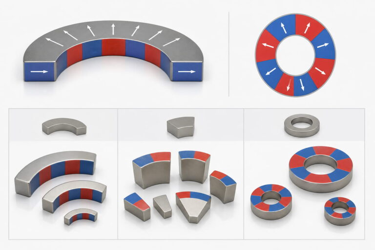 Processo de magnetização de ímanes de neodímio 12 Formas comuns de ímanes de neodímio com magnetização radial
