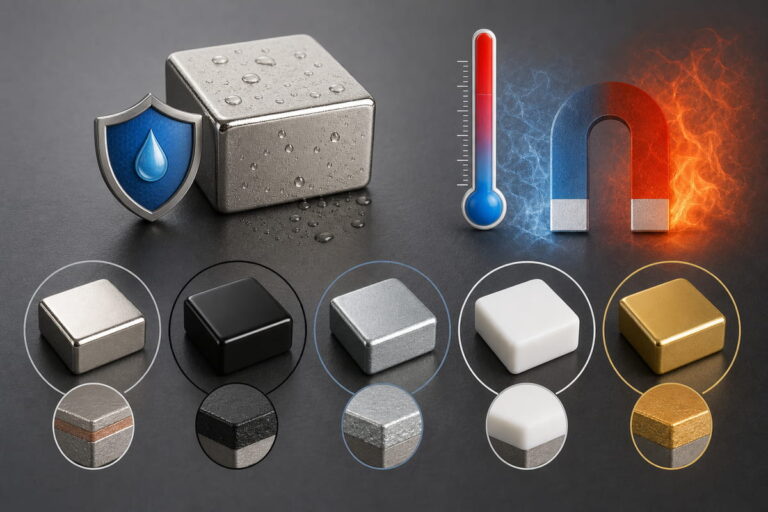 Revestimentos de superfície e resistência à temperatura dos ímanes de neodímio