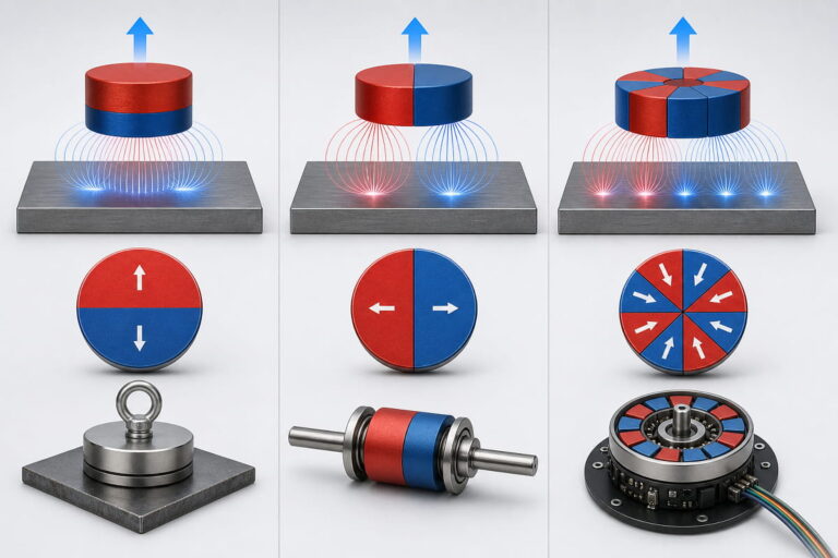 Força de atração e direção da magnetização