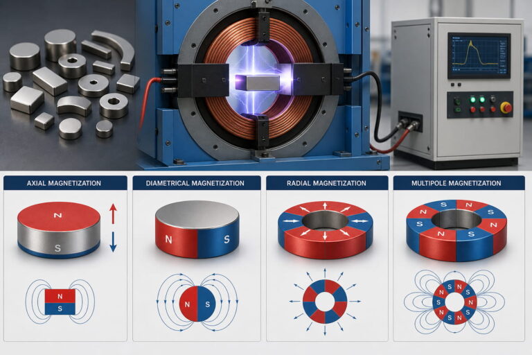 Métodos de magnetização de ímanes de NdFeB sinterizados
