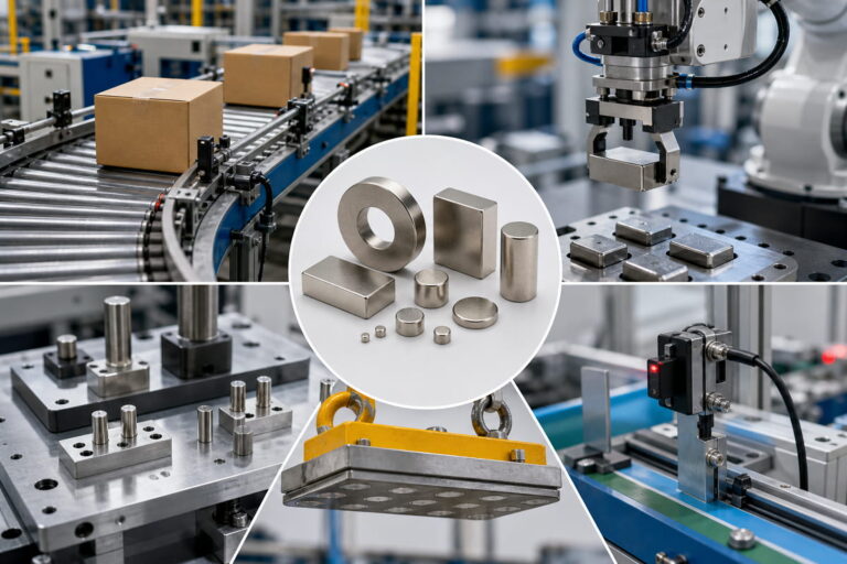 Imagem de aplicações típicas dos ímanes para automação industrial