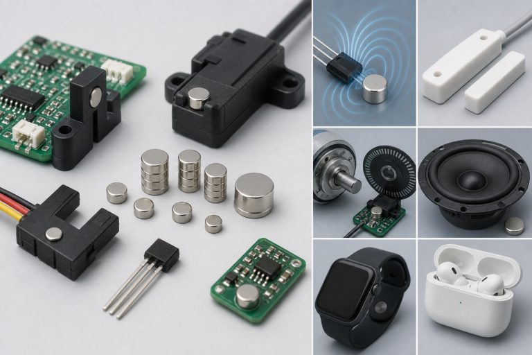 Aplicações típicas de ímanes para sensores e componentes eletrónicos