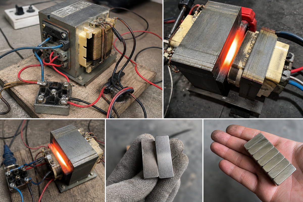 Como remagnetizar um íman de neodímio? 3 métodos úteis 7 Método avançado de transformador de micro-ondas para remagnetizar um íman de neodímio