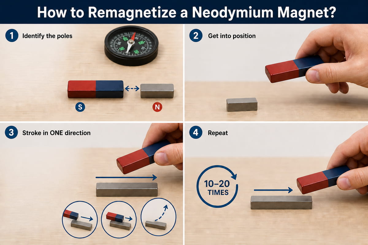 Como remagnetizar um íman de neodímio? 3 métodos úteis 4 Método «faça você mesmo» para remagnetizar um íman de neodímio