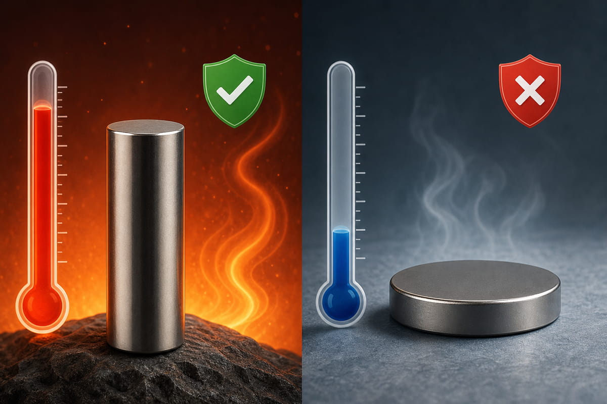 Como a forma afeta a temperatura máxima de funcionamento dos ímanes de neodímio