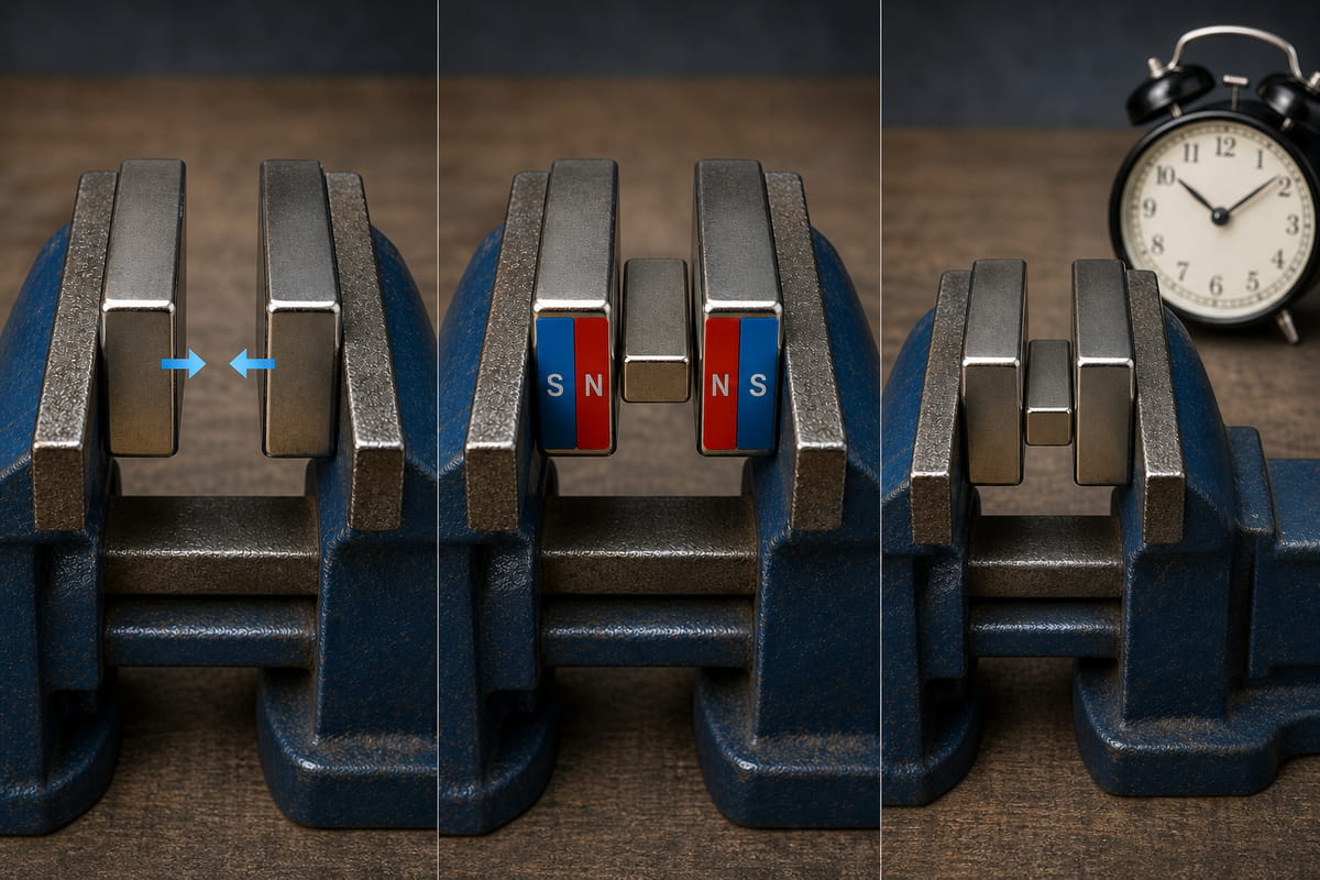 Como remagnetizar um íman de neodímio? 3 métodos úteis 5 Método «sanduíche» para remagnetizar um íman de neodímio