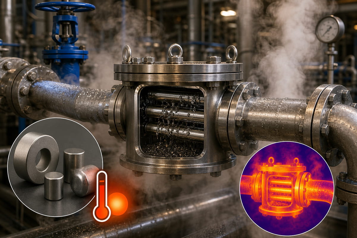 Limpeza a vapor das condutas do separador magnético