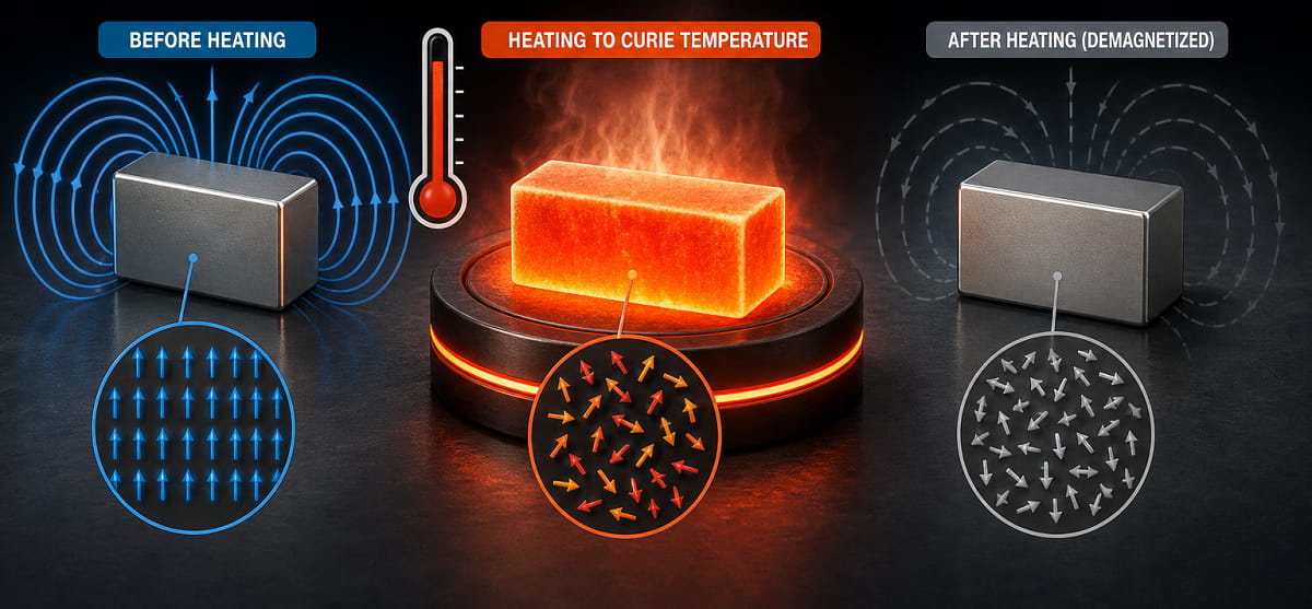 É possível desmagnetizar um íman de neodímio? 3 métodos comuns que ajudam 9 Desmagnetização térmica (calor)