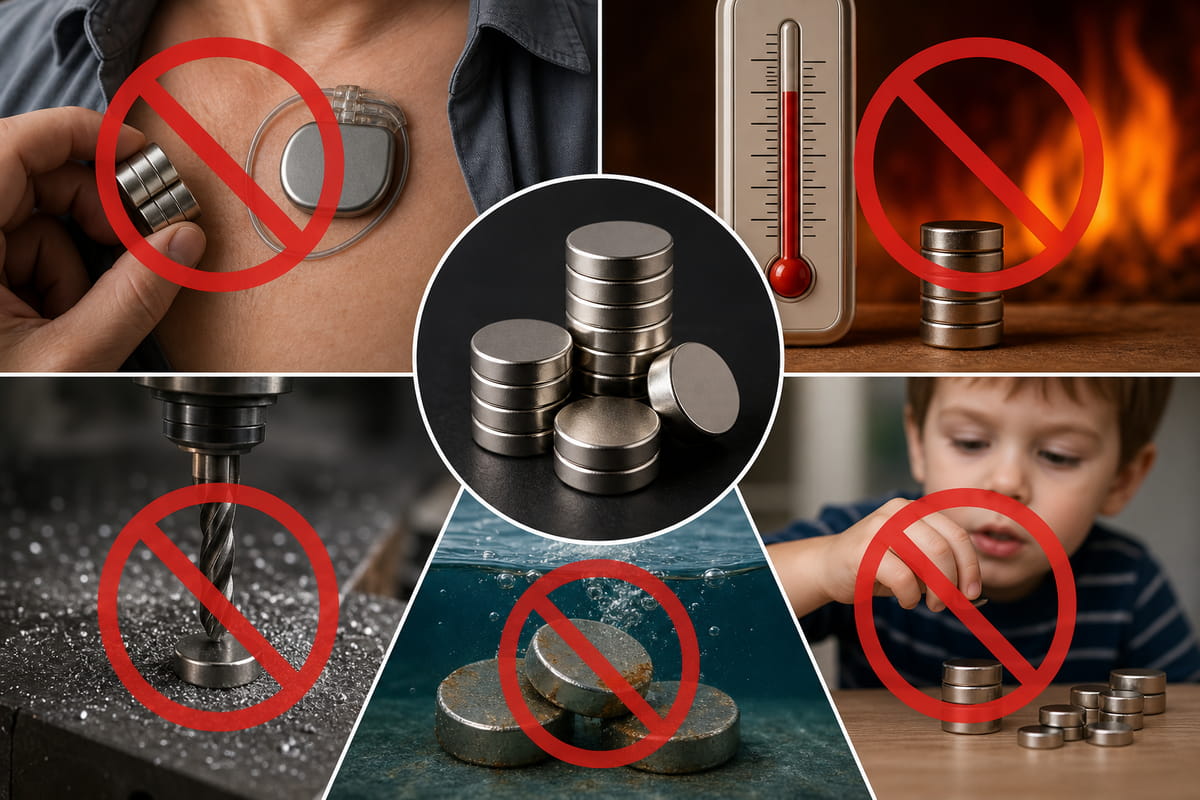 Como manusear ímanes de neodímio: Um guia de segurança 8 Onde NÃO utilizar ímanes de neodímio