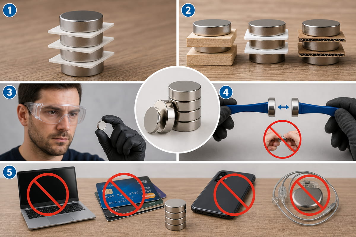 O que é um íman N52? Potência, características, segurança e utilizações 19 Como manusear ímanes N52 com segurança