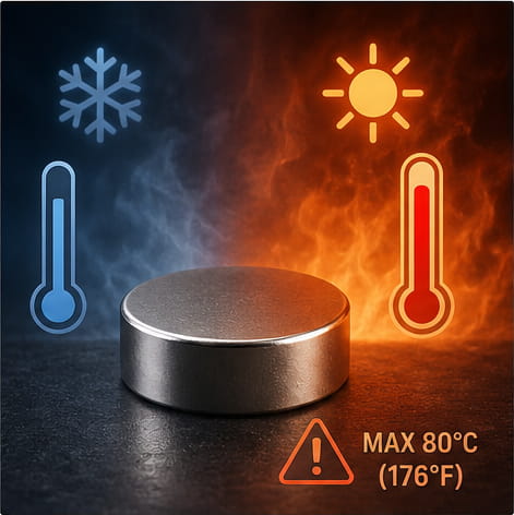 O que é um íman N52? Potência, características, segurança e utilizações 8 Sensibilidade à temperatura do íman N52