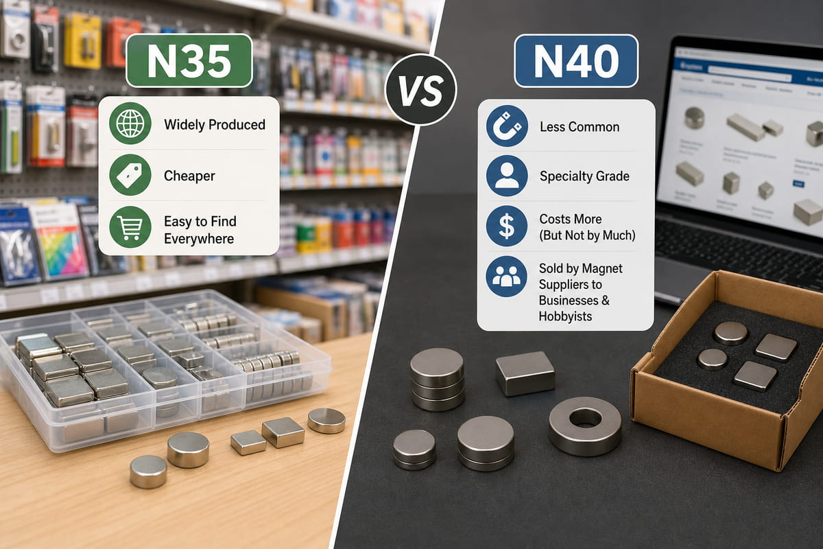 Ímanes N35 vs N40: Principais diferenças, utilizações e qual escolher 7 Custo e disponibilidade dos ímanes N35 e N40