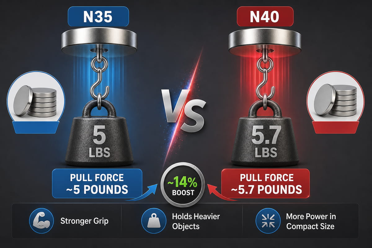 Ímanes N35 vs N40: Principais diferenças, utilizações e qual escolher 4 Ímãs N35 vs N40: Resistência e força de atração