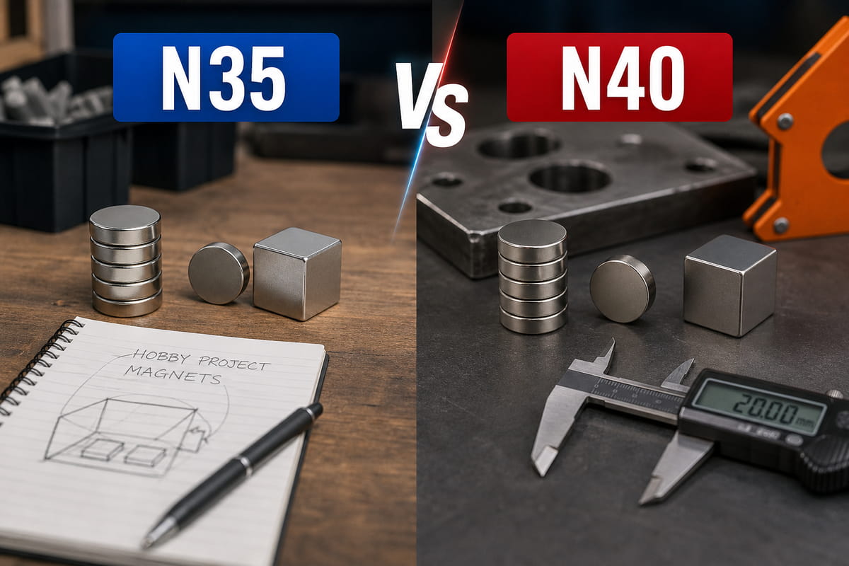 Ímanes N35 vs N40: Principais diferenças, utilizações e qual escolher 10 Ímanes N35 vs N40: qual é o melhor para o seu projeto?