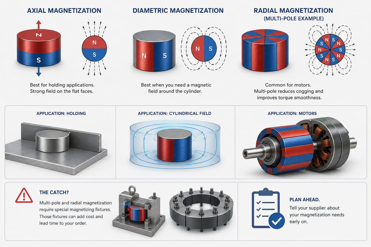 Opções de magnetização dos ímanes de neodímio