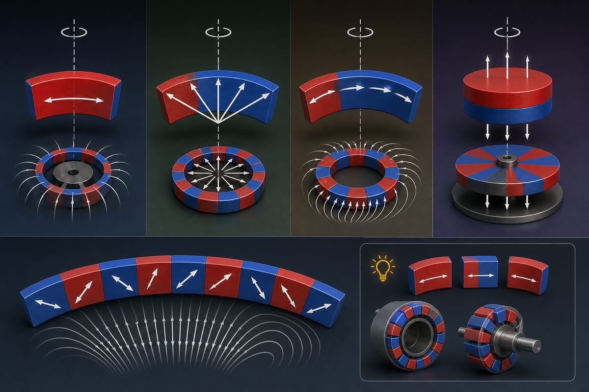 Segmento Íman Direção de magnetização