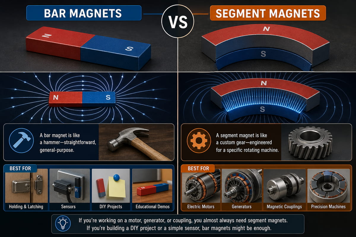 Ímãs em segmentos vs. ímãs em barra