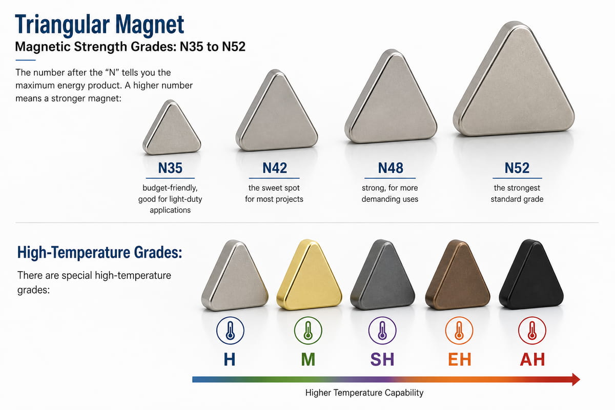 Graus de intensidade magnética dos ímanes triangulares