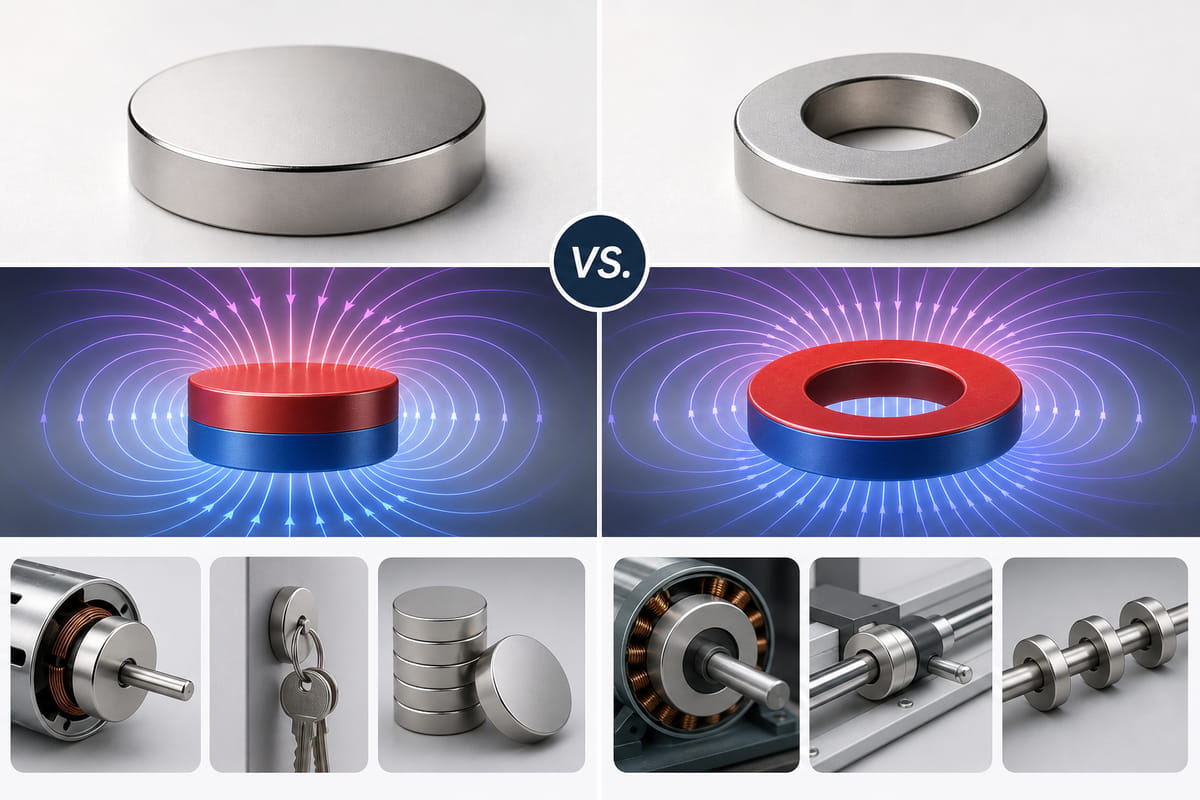 Íman em disco vs. íman em anel