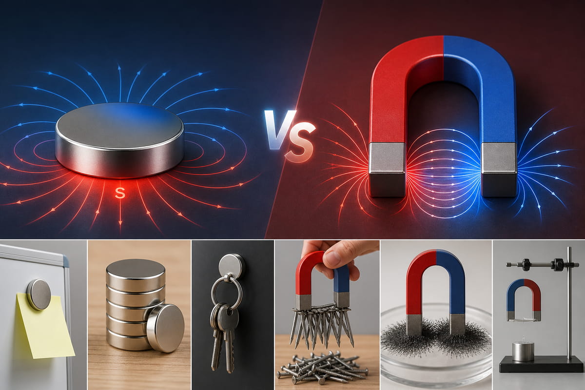 Ímanes em disco vs. ímanes em ferradura